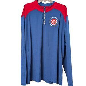 Men's 3XL Fanatics Brand Red and Royal Chicago Cubs 1/4 Zip Pullover